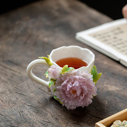 Hand-Sculpted 3D Flower Ceramic Coffee Mug