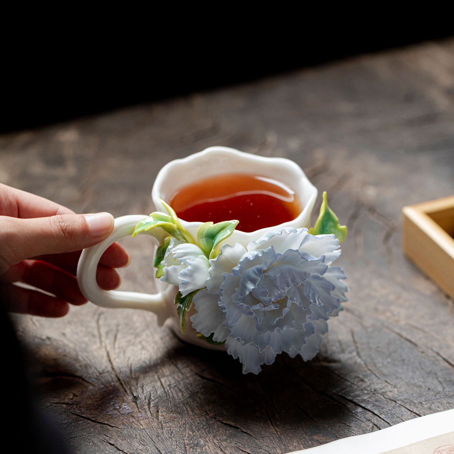 Hand-Sculpted 3D Flower Ceramic Coffee Mug