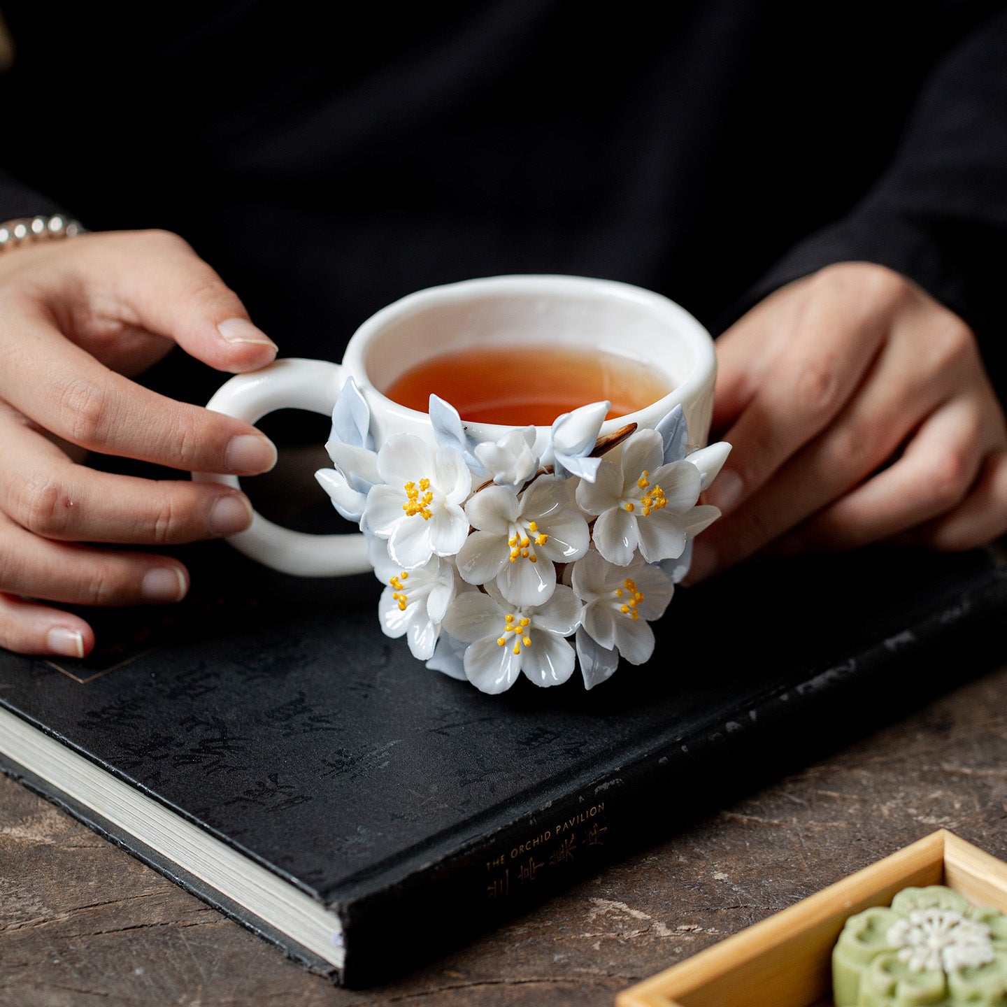 Hand-Sculpted Flower Ceramic Coffee Cup