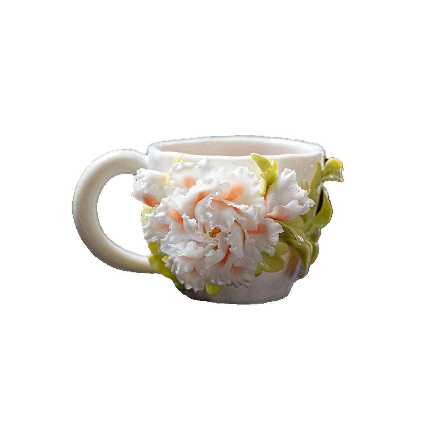 Hand-Sculpted Flower Ceramic Coffee Cup