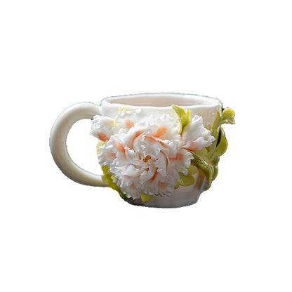Hand-Sculpted Flower Ceramic Coffee Cup