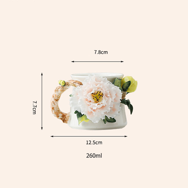 Hand-Sculpted Flower Ceramic Coffee Mug