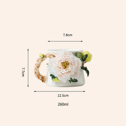 Hand-Sculpted Flower Ceramic Coffee Mug