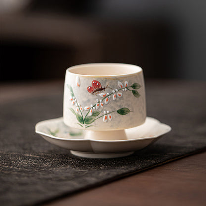 Hand Painted Cloud-Heart Orchid Teacup