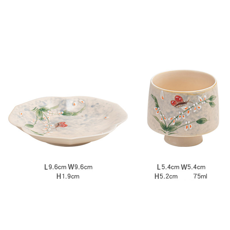 Hand Painted Cloud-Heart Orchid Teacup
