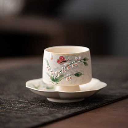 Hand Painted Cloud-Heart Orchid Teacup