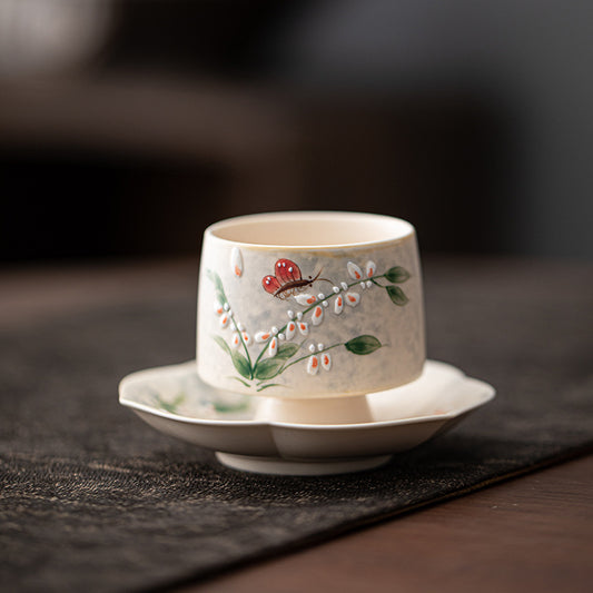 Hand Painted Cloud-Heart Orchid Teacup