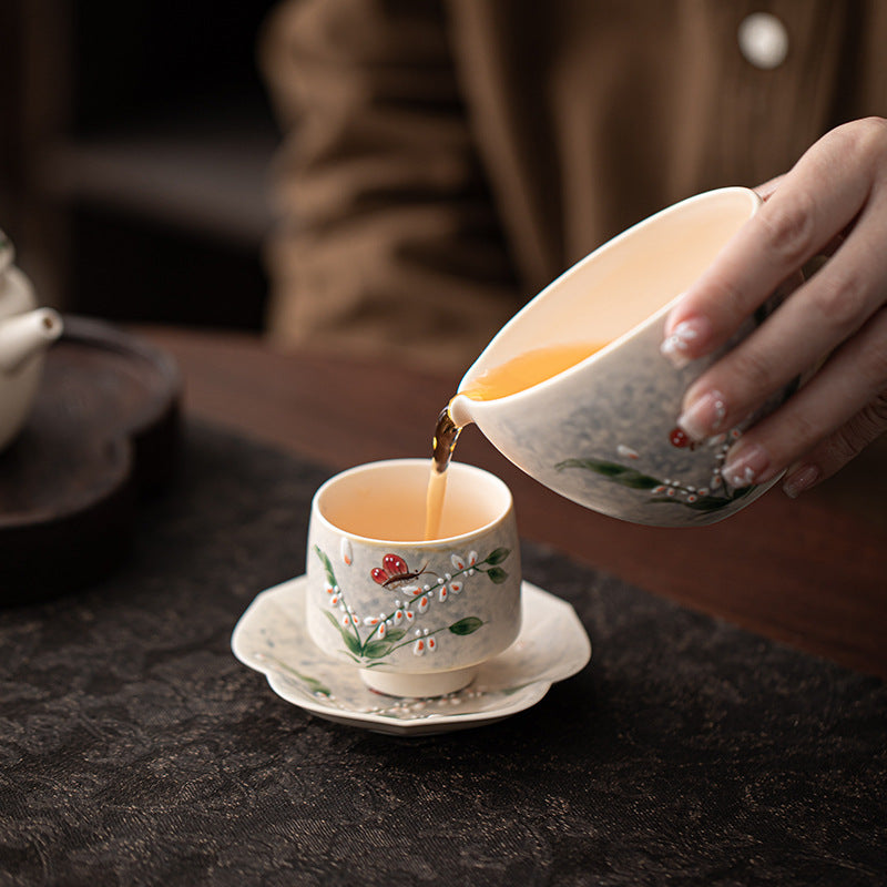 Hand Painted Cloud-Heart Orchid Teacup