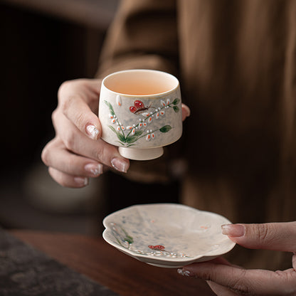 Hand Painted Cloud-Heart Orchid Teacup