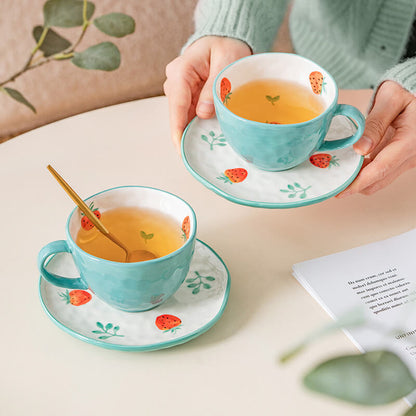 Hand Painted Strawberry Ceramic Teapot Set