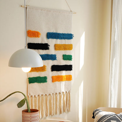 Hand Woven Geometric Pattern Tassel Wall Hanging