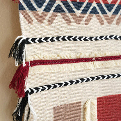 Hand Woven Geometric Pattern Tassel Wall Hanging