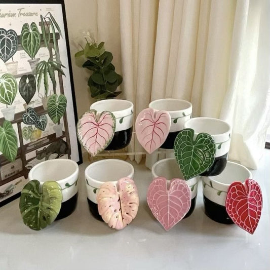 Handcrafted Tropical Plant Leaf Latte Cup