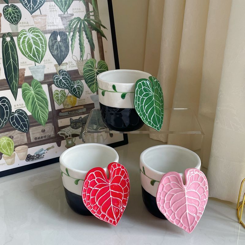 Handcrafted Tropical Plant Leaf Latte Cup