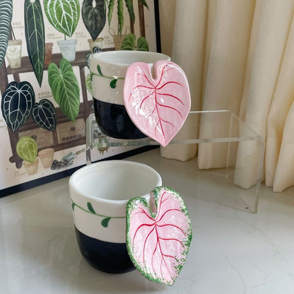Handcrafted Tropical Plant Leaf Latte Cup