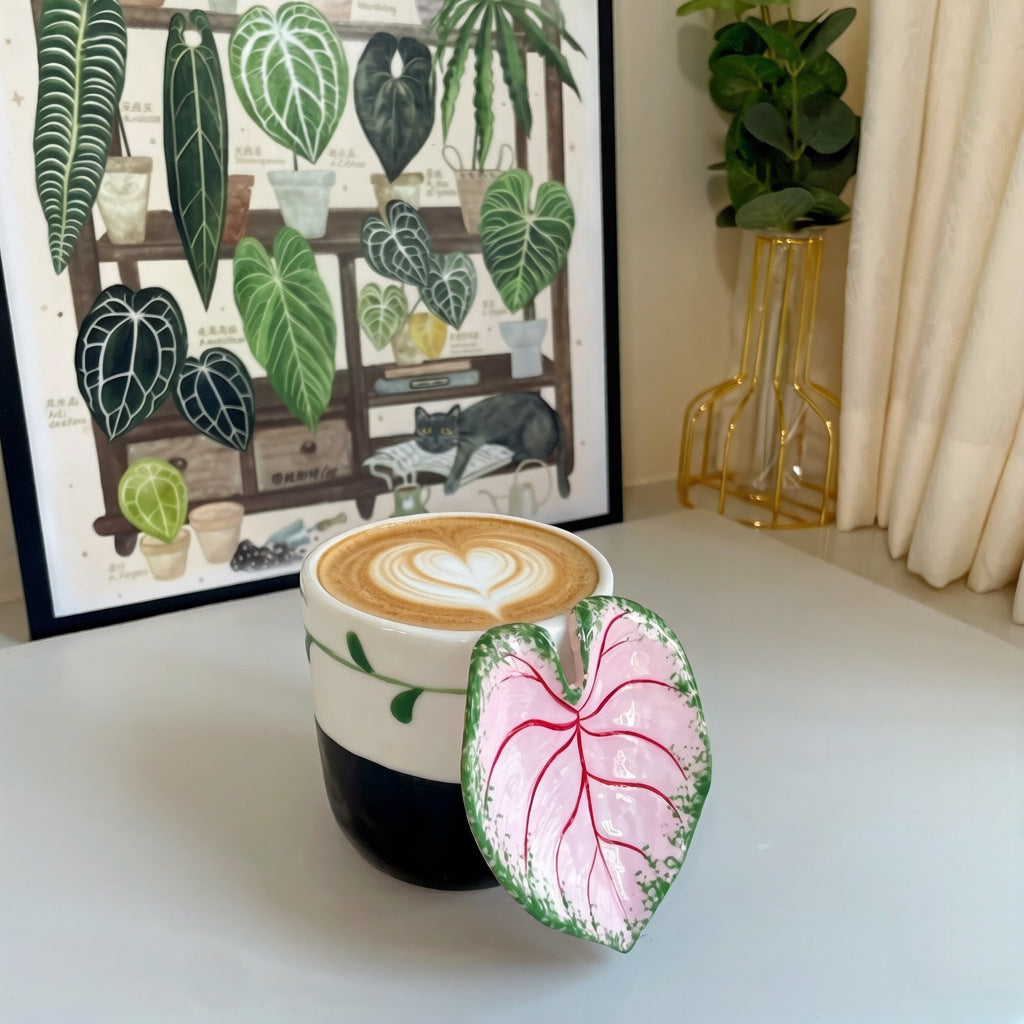 Handcrafted Tropical Plant Leaf Latte Cup