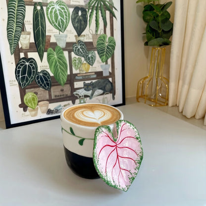 Handcrafted Tropical Plant Leaf Latte Cup