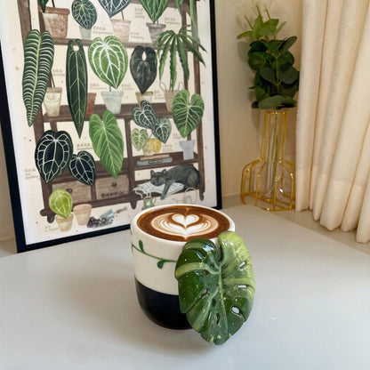Handcrafted Tropical Plant Leaf Latte Cup