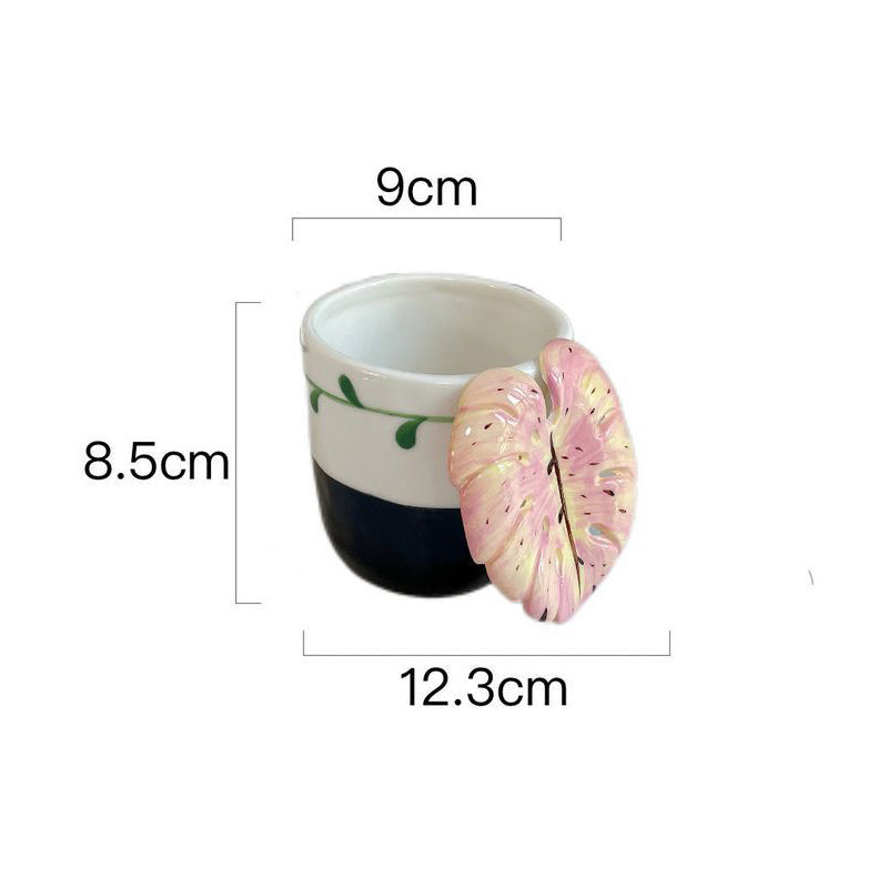 Handcrafted Tropical Plant Leaf Latte Cup