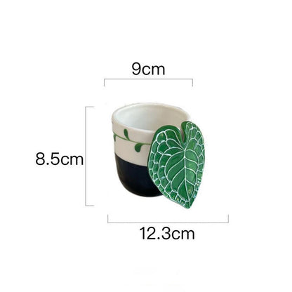 Handcrafted Tropical Plant Leaf Latte Cup