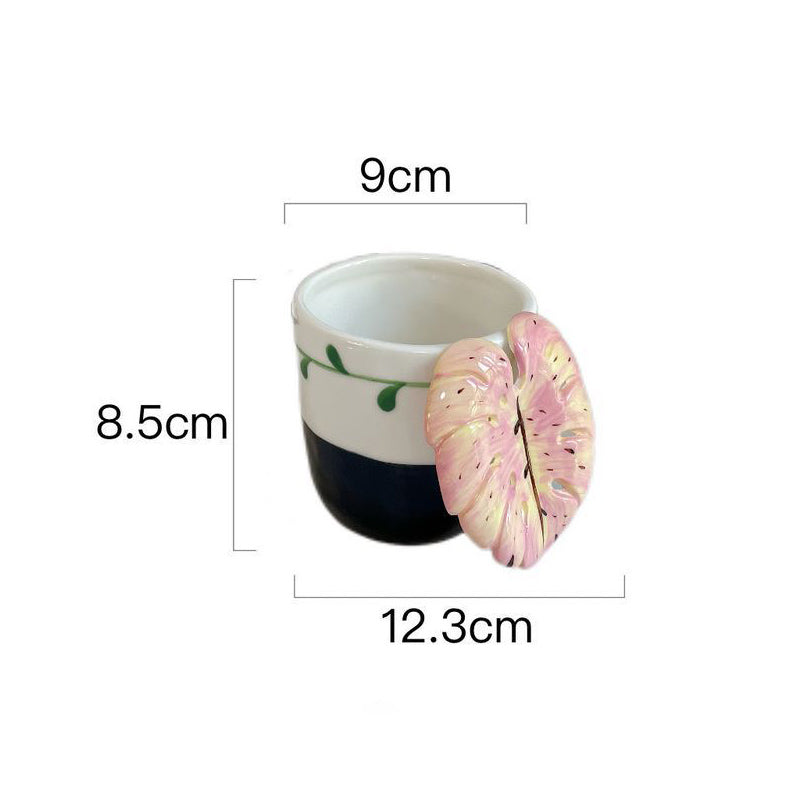 Handcrafted Tropical Plant Leaf Latte Cup