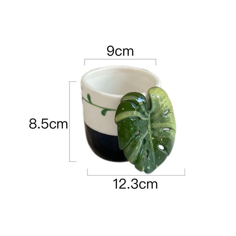 Handcrafted Tropical Plant Leaf Latte Cup