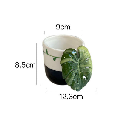 Handcrafted Tropical Plant Leaf Latte Cup