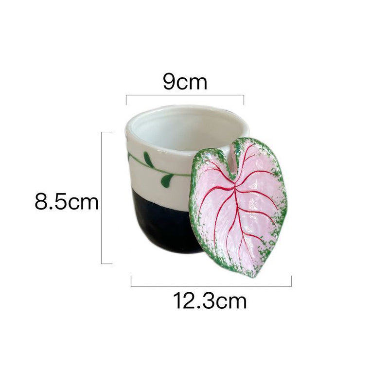 Handcrafted Tropical Plant Leaf Latte Cup