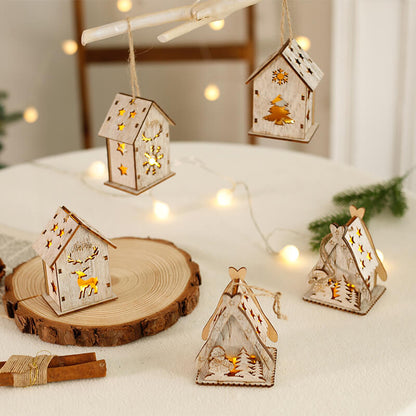 Handmade Mini Wooden House Christmas Decoration