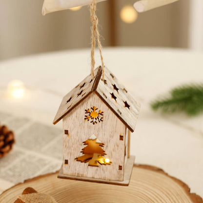 Handmade Mini Wooden House Christmas Decoration