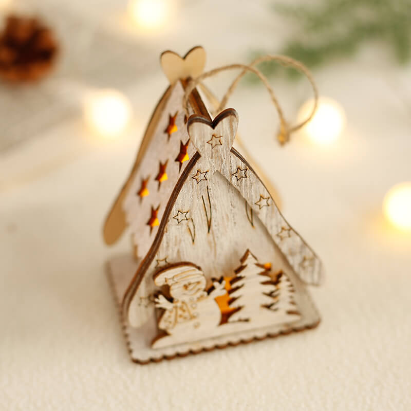 Handmade Mini Wooden House Christmas Decoration