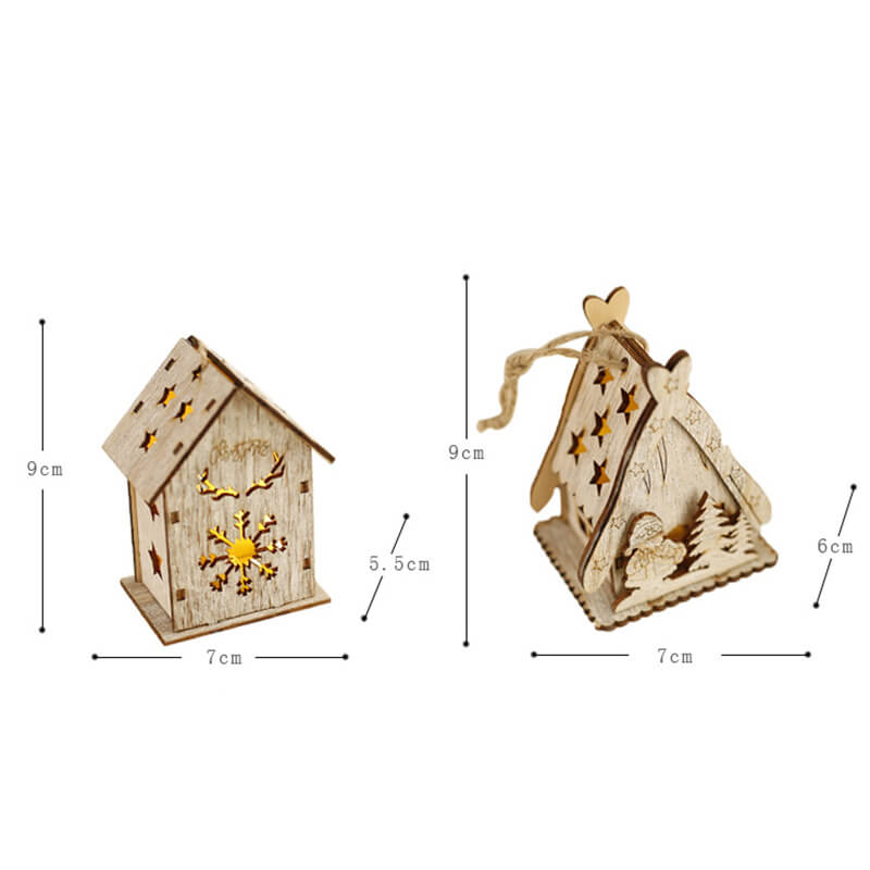 Handmade Mini Wooden House Christmas Decoration