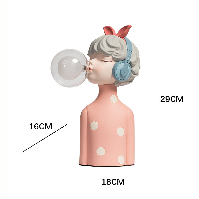 Headphone Girl Resin Table Lamp