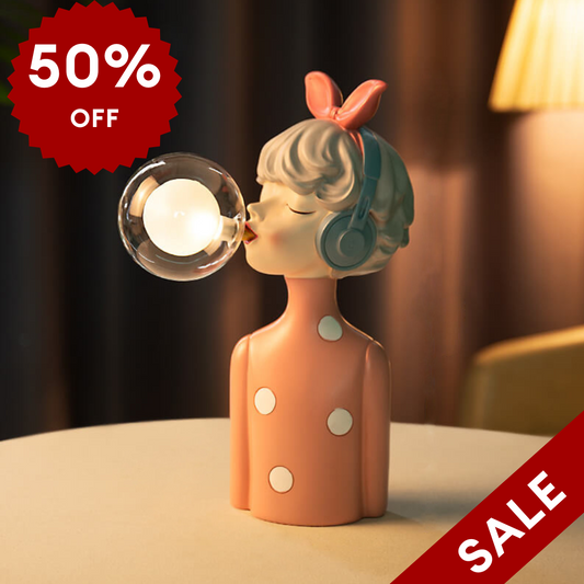 Headphone Girl Resin Table Lamp