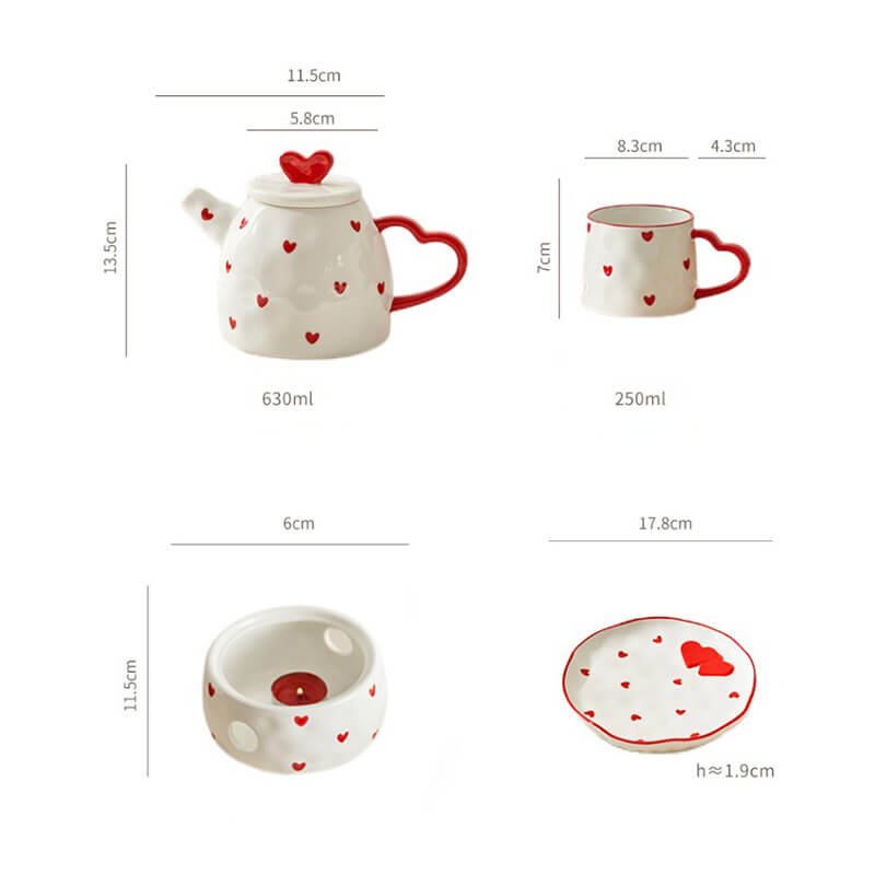 Heart Ceramic Teapot Set