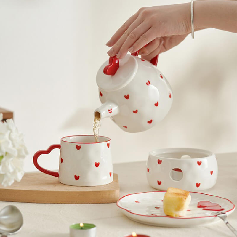 Heart Ceramic Teapot Set