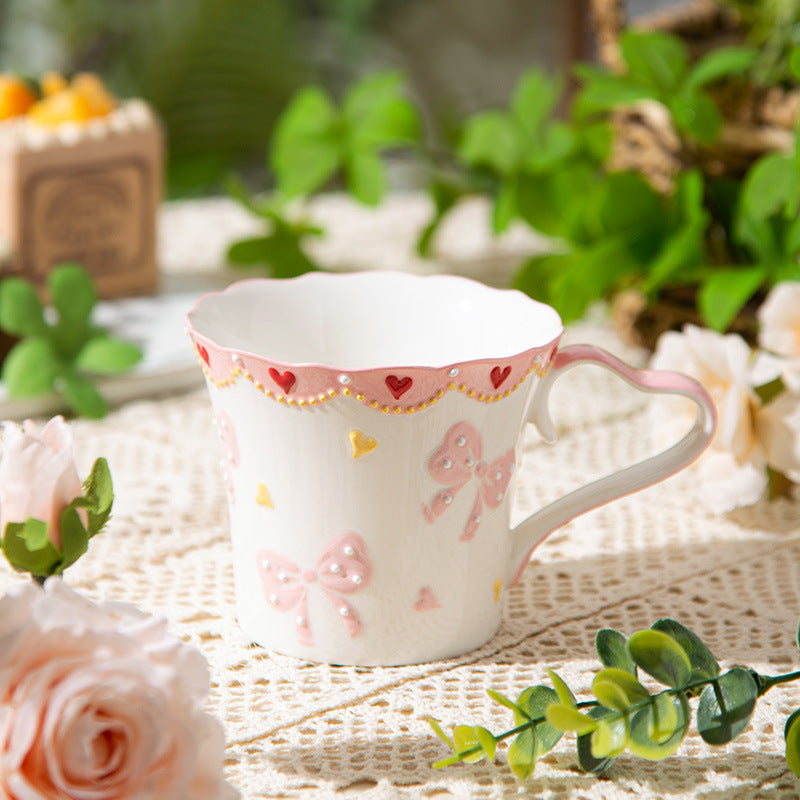 Heart Pink Butterfly Festival Ceramic Mug