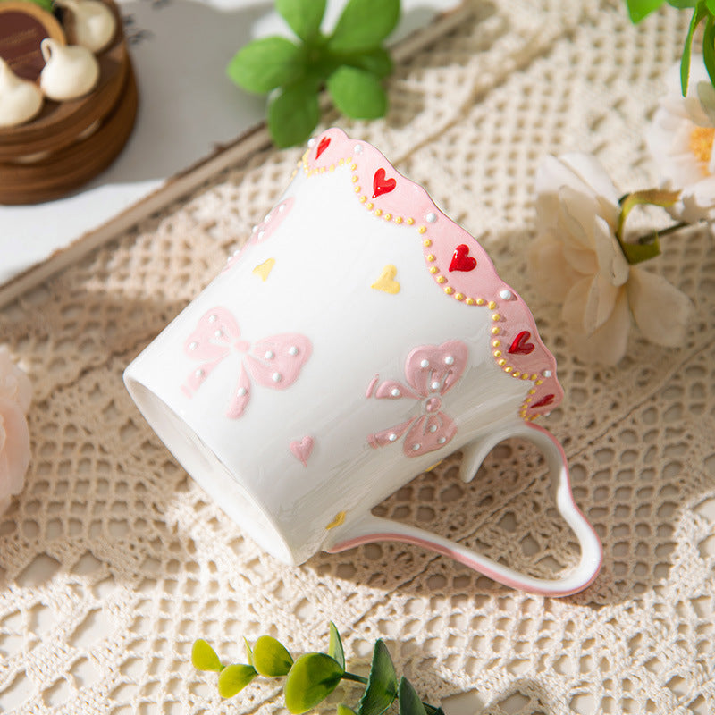 Heart Pink Butterfly Festival Ceramic Mug