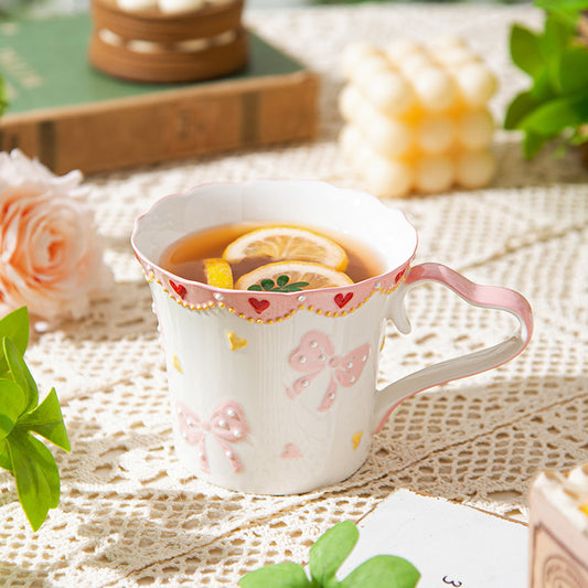 Heart Pink Butterfly Festival Ceramic Mug