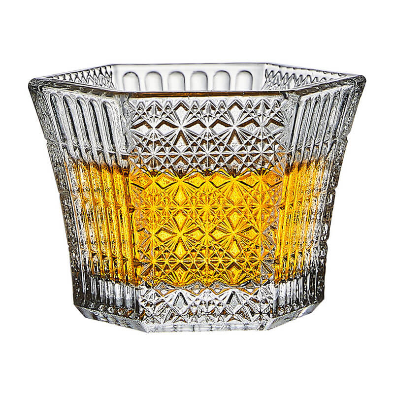 Hexagonal Embossed Glass Cup