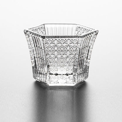 Hexagonal Embossed Glass Cup