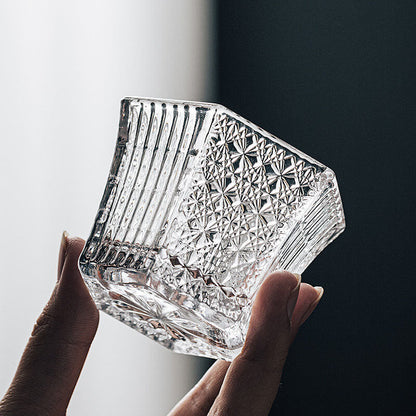 Hexagonal Embossed Glass Cup