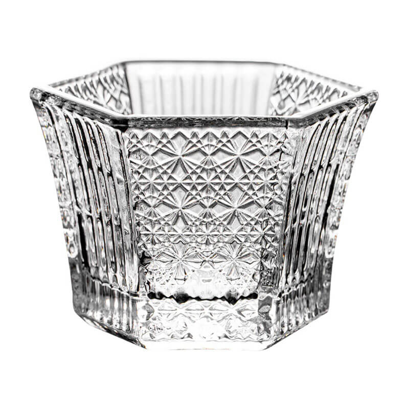 Hexagonal Embossed Glass Cup