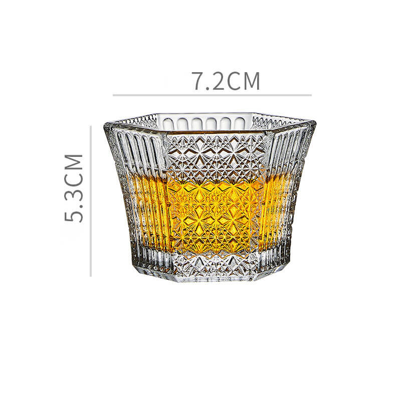 Hexagonal Embossed Glass Cup