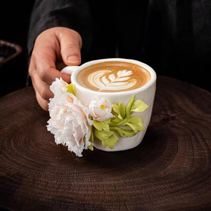 Intangible Cultural Heritage Hand-Sculpted Flower Ceramic Coffee Cup