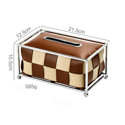 Leather Checkerboard Tissue Box