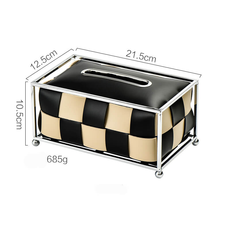 Leather Checkerboard Tissue Box