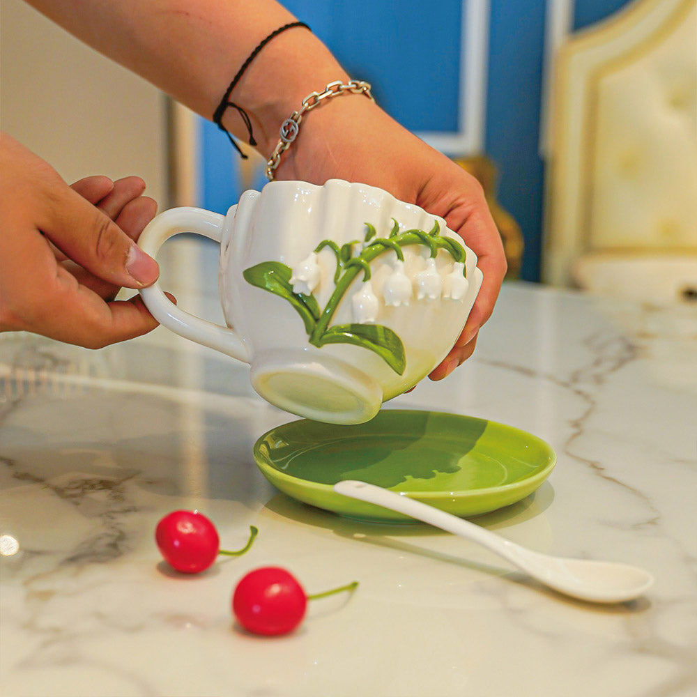 Lily-of-the-Valley Ceramic Coffee Cup