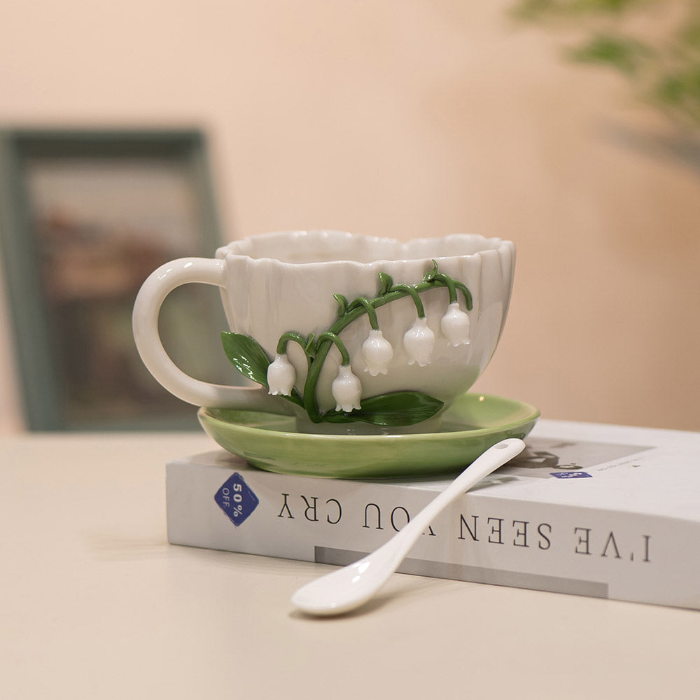 Lily-of-the-Valley Ceramic Coffee Cup