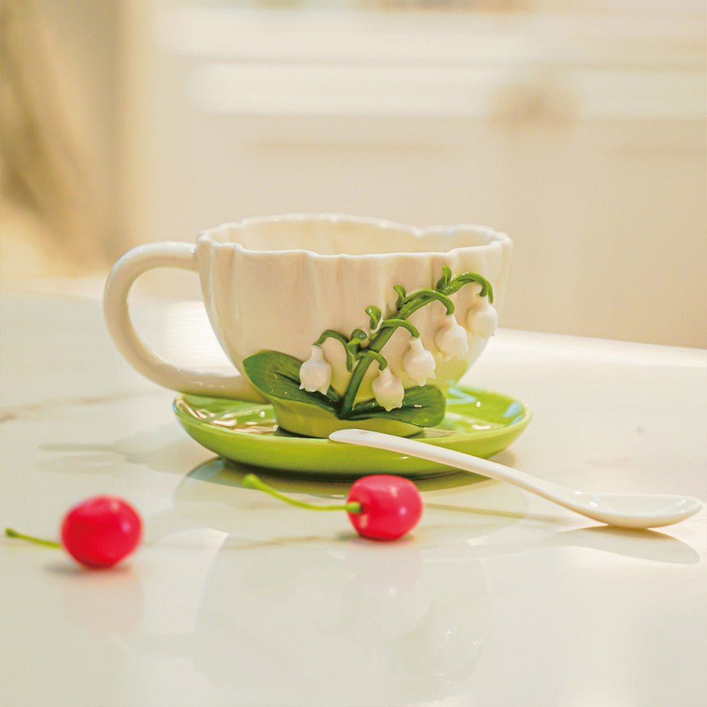 Lily-of-the-Valley Ceramic Coffee Cup